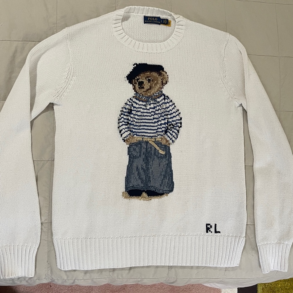 Ralph Lauren Cream Sweater with Bear Motif